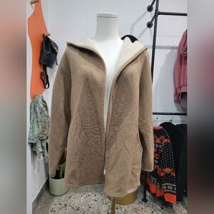 Zara Basic Cream Hooded Cardigan